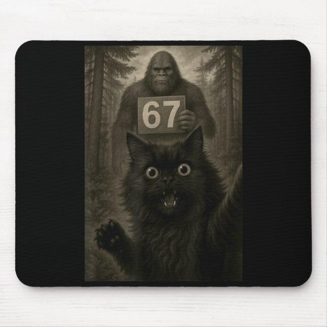 Cat Selfie 67 Meme Six Seven Funny Bigfoot  Mouse Mat (Front)
