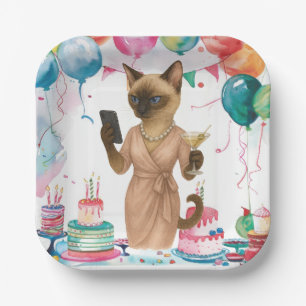 Cat Selfie Birthday Party  Paper Plate