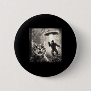 Cat Selfie Forest Trees Alien Ufo Bigfoot Humor Sa 6 Cm Round Badge