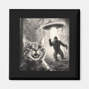 Cat Selfie Forest Trees Alien Ufo Bigfoot Humor Sa Magnet