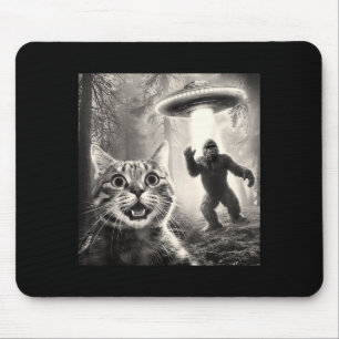 Cat Selfie Forest Trees Alien Ufo Bigfoot Humor Sa Mouse Mat