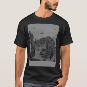 Cat Selfie Meme UFO Sighting Alien Conspiracy Sci  T-Shirt