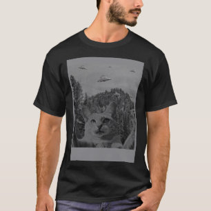 Cat Selfie Meme UFO Sighting Alien Conspiracy Sci  T-Shirt
