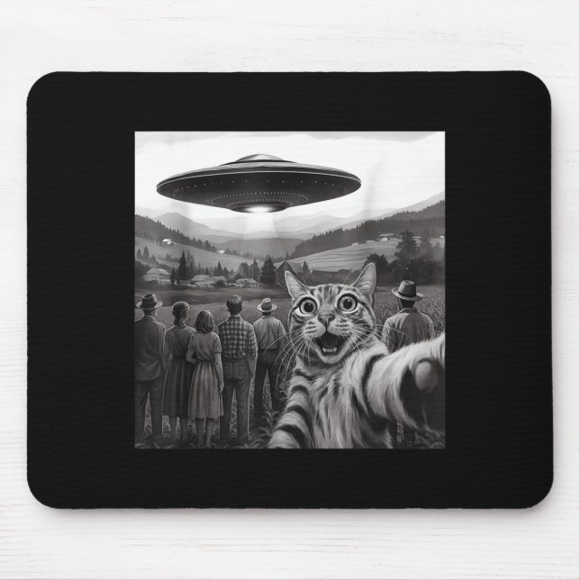 Cat Selfie People Watching An Alien Funny Cat For  Mouse Mat (Front)