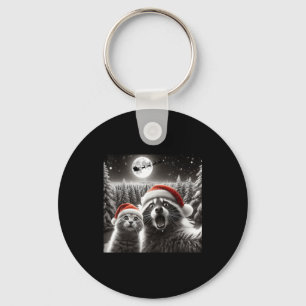 Cat Selfie Racoon Funny Santa Christmas Dog Key Ring