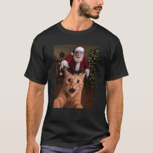 Cat Selfie Santa Claus Funny Christmas Kitty Humor T-Shirt