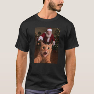 Cat Selfie Santa Claus Funny Christmas Kitty Humor T-Shirt