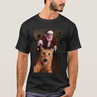 Cat Selfie Santa Claus Funny Christmas Kitty Humou T-Shirt