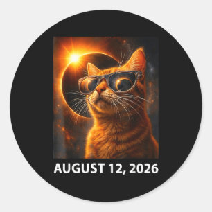Cat Selfie Total Solar 2026 Eclipse August 12, 202 Classic Round Sticker