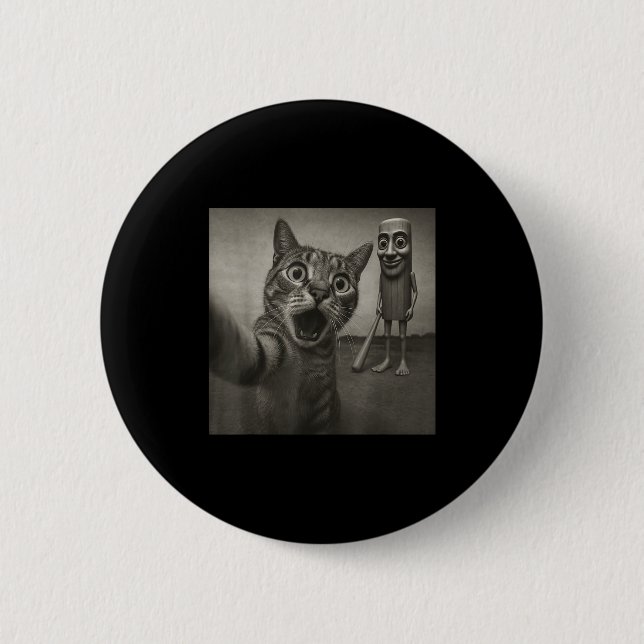 Cat Selfie Tung Tung Tung Sahur Italian Brainrot F 6 Cm Round Badge (Front)