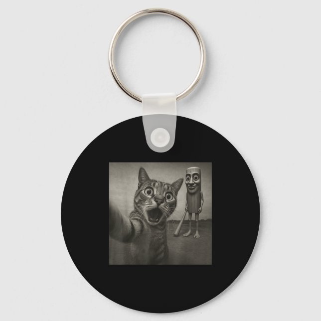 Cat Selfie Tung Tung Tung Sahur Italian Brainrot F Key Ring (Front)