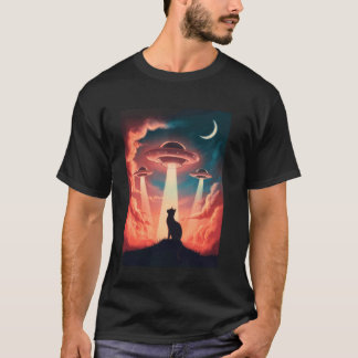 Cat Selfie UFO Alien Humour Fun Top for Men and Wo