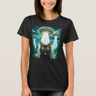Cat Selfie UFO Alien Humour Fun Top for Men and Wo