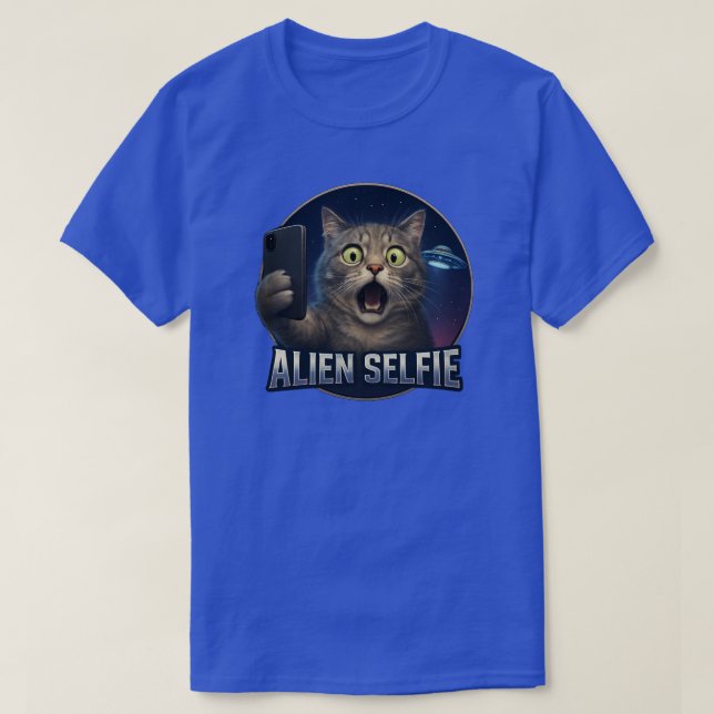 Cat Selfie UFO T-Shirt (Design Front)