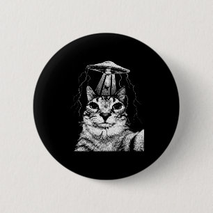 Cat selfie ufo vintage funny cats lover meme retro 6 cm round badge