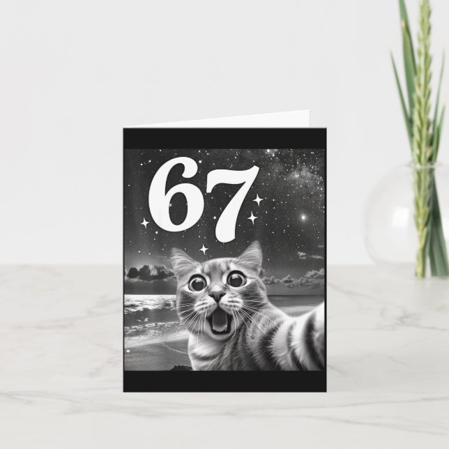 Cat Selfie With 67 Meme Funny Cats Graphic For Men Card (Front)