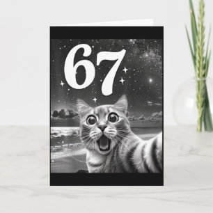 Cat Selfie With 67 Meme Funny Cats Graphic For Men Card