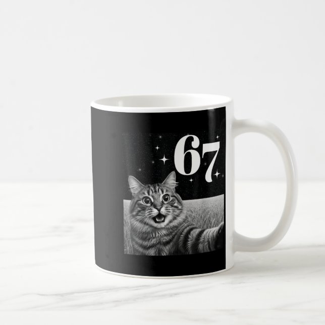 Cat Selfie With 67 Meme Funny Cats Graphic For Men Coffee Mug (Right)