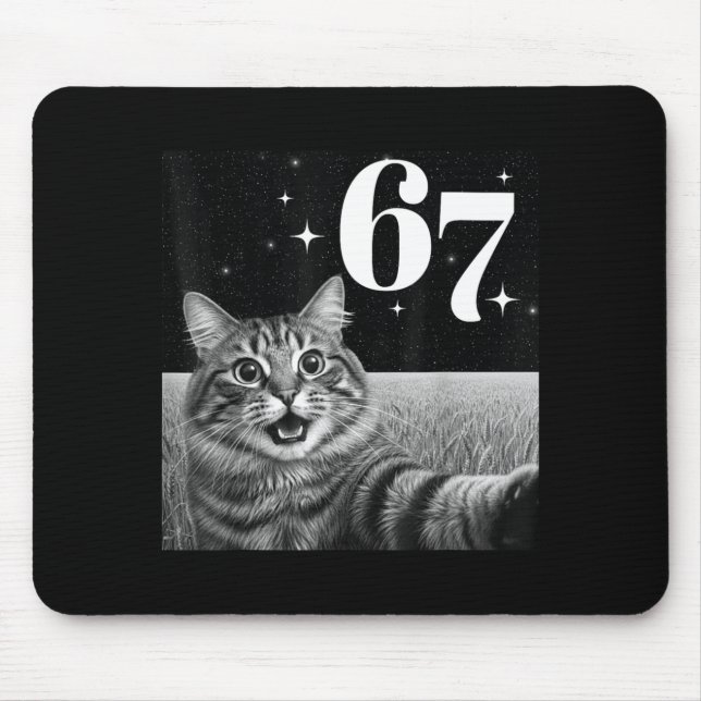 Cat Selfie With 67 Meme Funny Cats Graphic For Men Mouse Mat (Front)