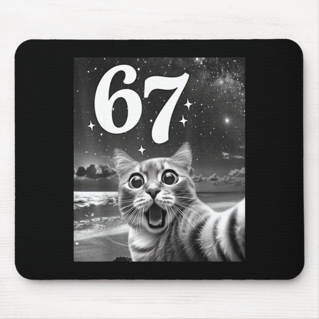 Cat Selfie With 67 Meme Funny Cats Graphic For Men Mouse Mat (Front)