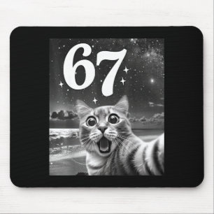 Cat Selfie With 67 Meme Funny Cats Graphic For Men Mouse Mat