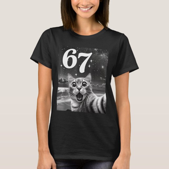 Cat Selfie With 67 Meme Funny Cats Graphic For Men T-Shirt (Front)