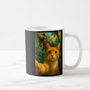 Cat Selfie With A T-rex Funny Dinosaur _2 Coffee Mug