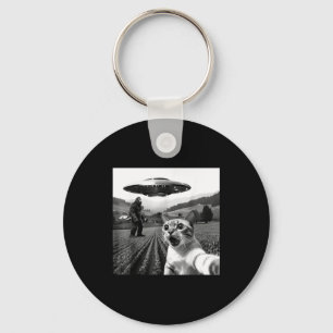 Cat Selfie With Alien Ufo Funny Cat Alien Bigfoot Key Ring