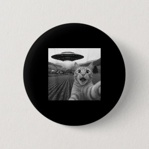 Cat Selfie With Alien Ufo Funny Cat For Men Women 6 Cm Round Badge