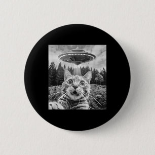 Cat Selfie With Alien Ufo Funny Cat For Men Women 6 Cm Round Badge