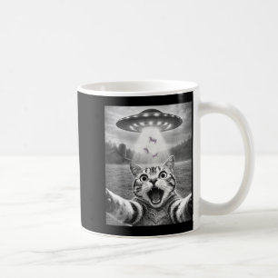 Cat Selfie with Alien UFO Funny Cat for Men Women Coffee Mug