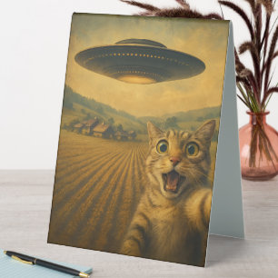 Cat Selfie With Alien UFO Funny Cat Gifts