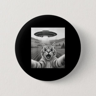Cat Selfie With Alien Ufo Funny Cat Gifts For Men 6 Cm Round Badge