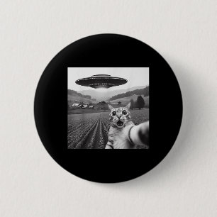 Cat Selfie With Alien Ufo Funny Cat Gifts For Men 6 Cm Round Badge