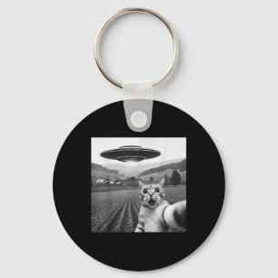 Cat Selfie With Alien Ufo Funny Cat Gifts For Men  Key Ring