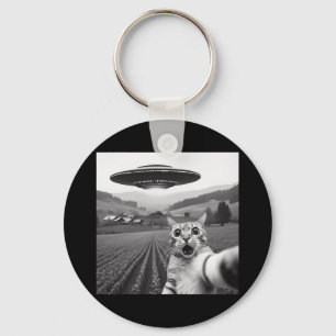 Cat Selfie With Alien Ufo Funny Cat Gifts For Men  Key Ring