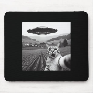 Cat Selfie With Alien Ufo Funny Cat Gifts For Men Mouse Mat