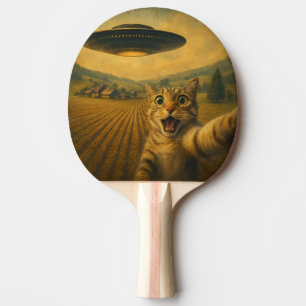 Cat Selfie With Alien UFO Funny Cat Gifts Ping Pong Paddle