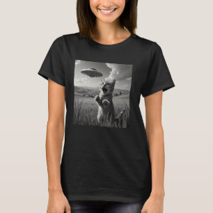 Cat Selfie With Alien UFO Funny Cat T-Shirt