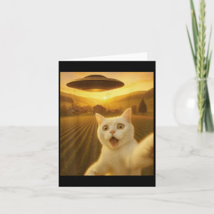 Cat Selfie With Alien Ufo Funny Cats Gifts For Men Card