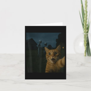 Cat Selfie With Aliens Funny Cat Gifts For Men Wom Card