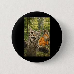 Cat Selfie with Baby Monkey Funny Photo Animal 6 Cm Round Badge