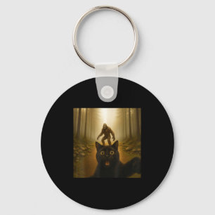 Cat Selfie With Bigfoot Funny Cats Gifts For Men W Key Ring