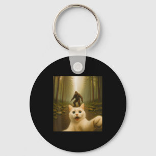 Cat Selfie With Bigfoot Funny Cats Gifts For Men W Key Ring