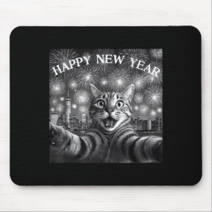 Cat Selfie With Firework Countdown Funny Happy New Mouse Mat