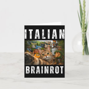 Cat selfie with funny italian brainrot meme card