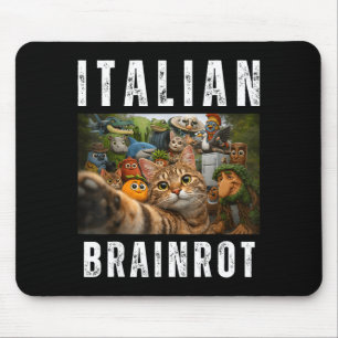 Cat selfie with funny italian brainrot meme mouse mat