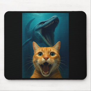 Cat Selfie With Mosasaurus Dinosaur For Boys Kids  Mouse Mat