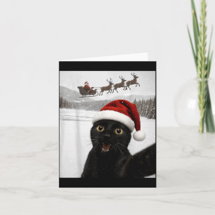 Cat Selfie With Santa Funny Black Cat Christmas Me Card