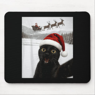 Cat Selfie With Santa Funny Black Cat Christmas Me Mouse Mat